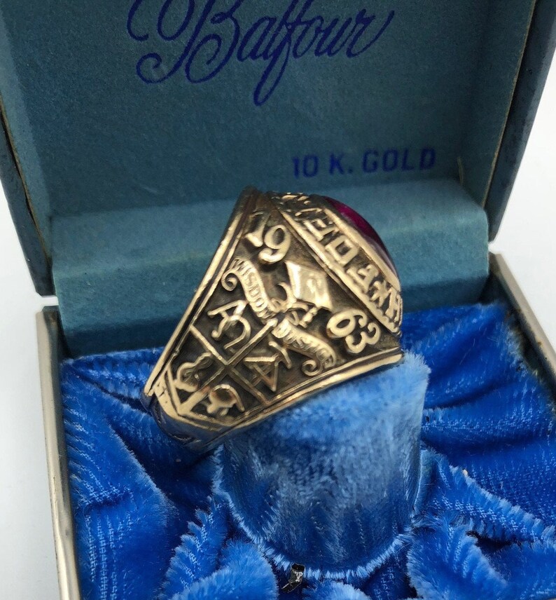Vintage 1963 Balfour 10K Gold Men's High School Ring Etsy