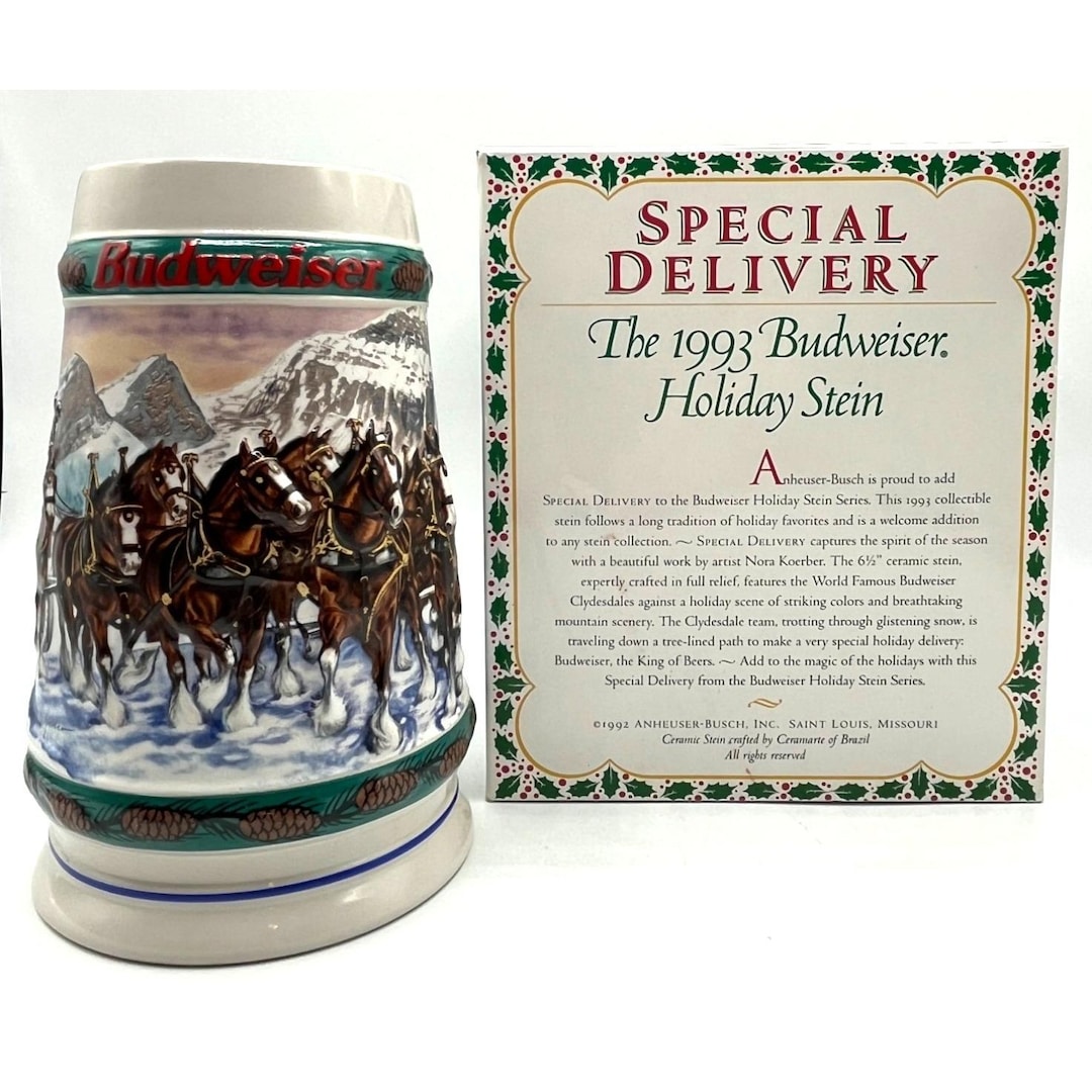 1993 Budweiser Holiday Stein Special Delivery by Nora Koerber W