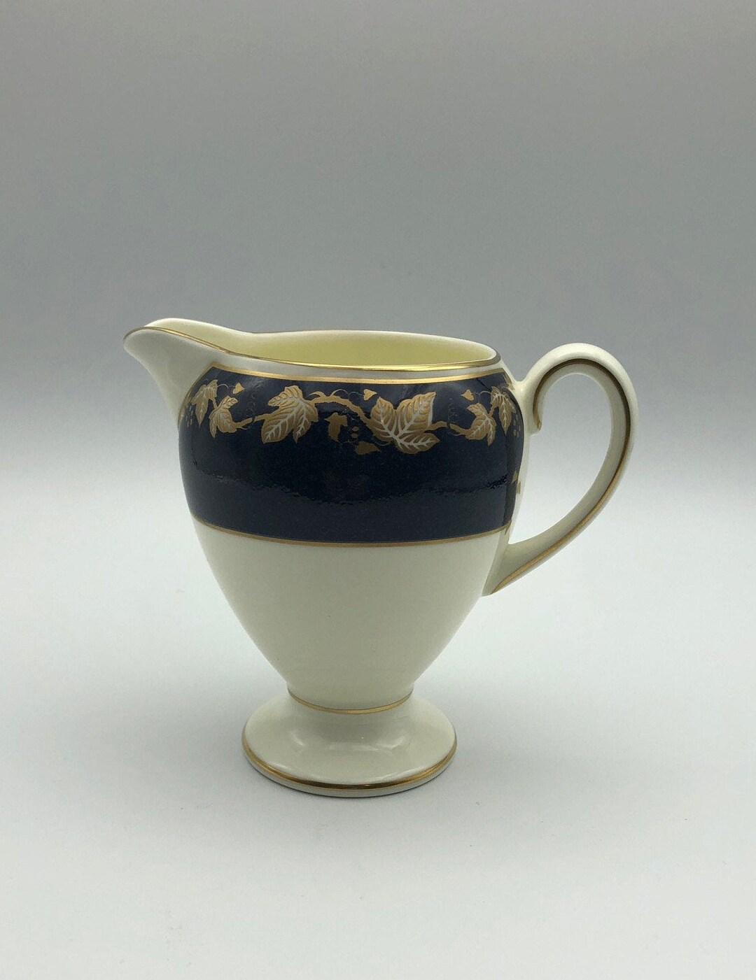 Wedgwood Fine Bone China Footed Creamer Whitehall Dark Powder Etsy