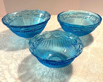 Choisissez un - Bols en verre bleu aqua, motif dentelle et goutte d'eau Petit Moyen Grand