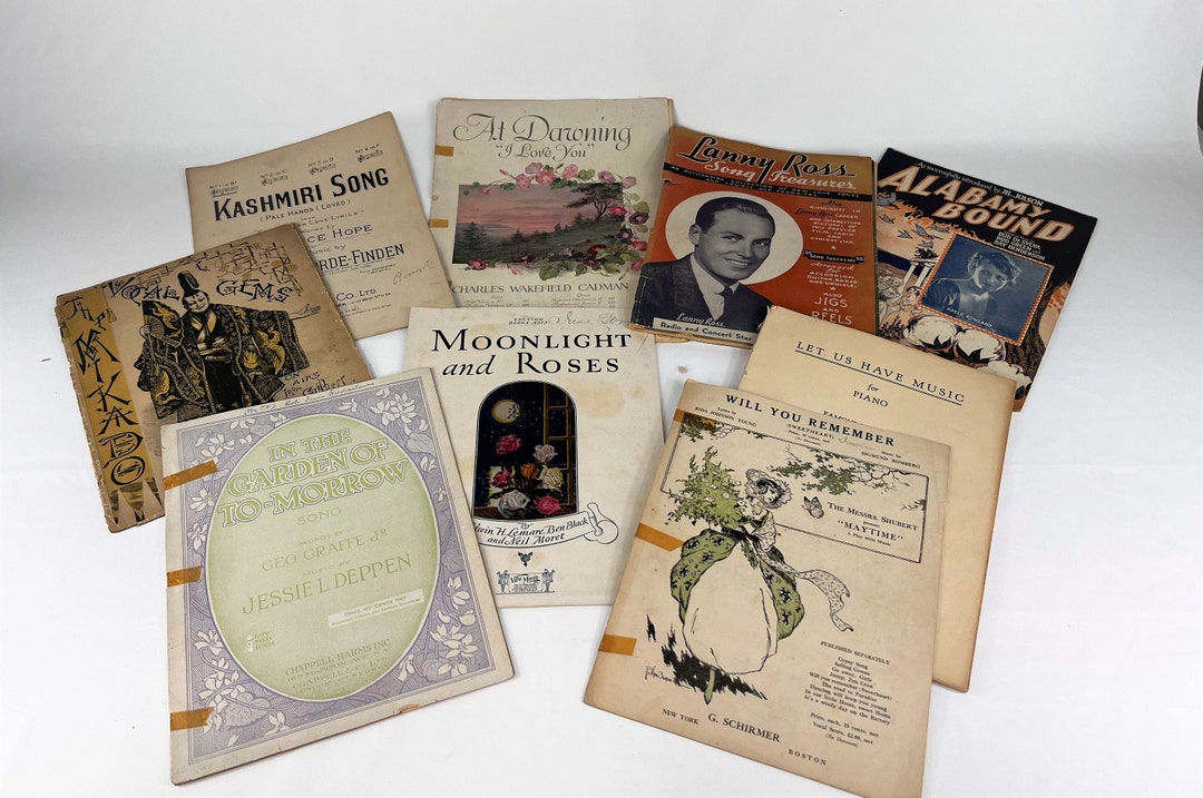 Antique Sheet Music 1886 to 1940 Lot of 9 Including 2 Books and 7 Music
