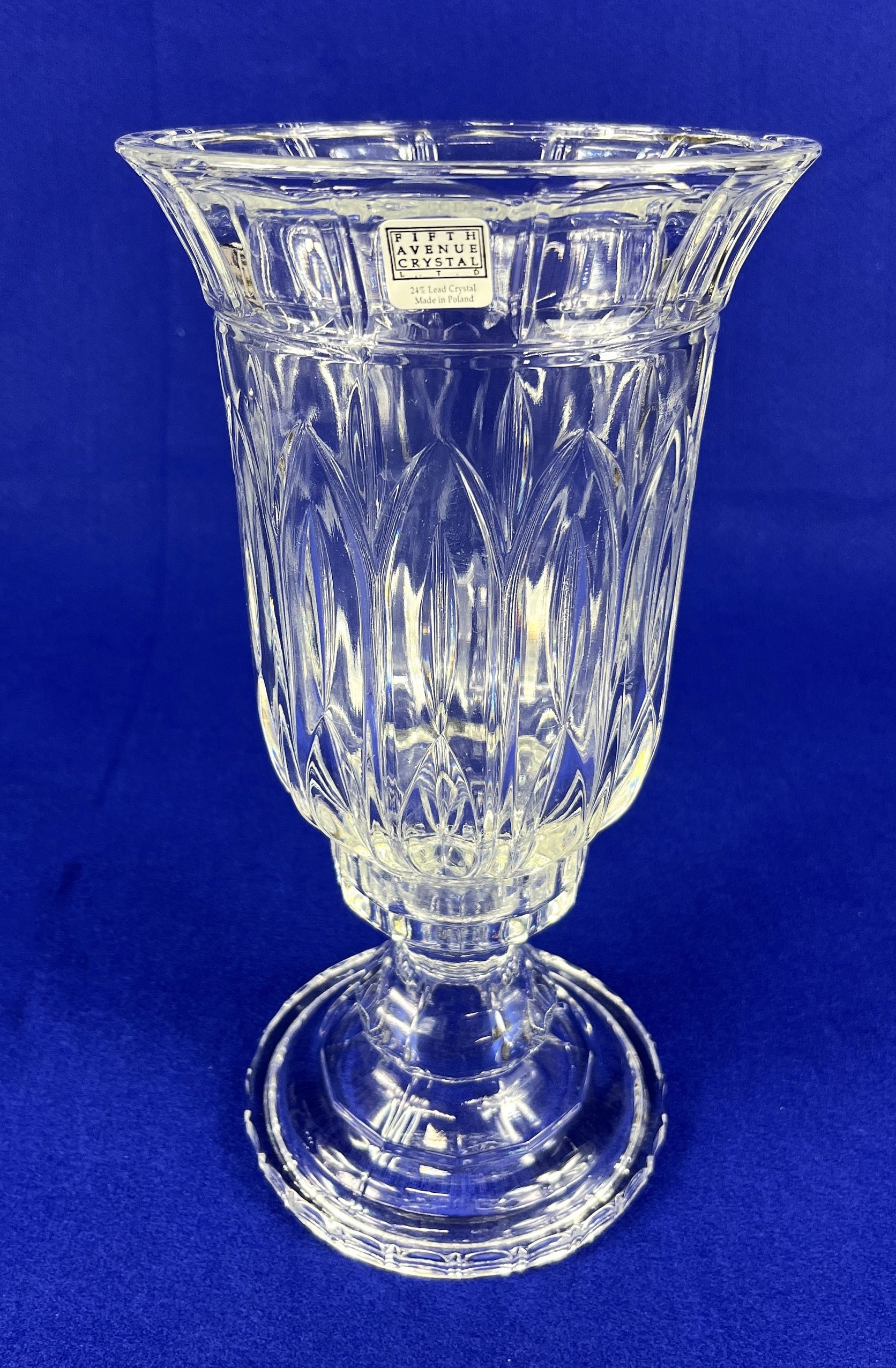 Fifth Avenue Crystal 2 Piece Hurricane Lamp Candleholder 24% Lead