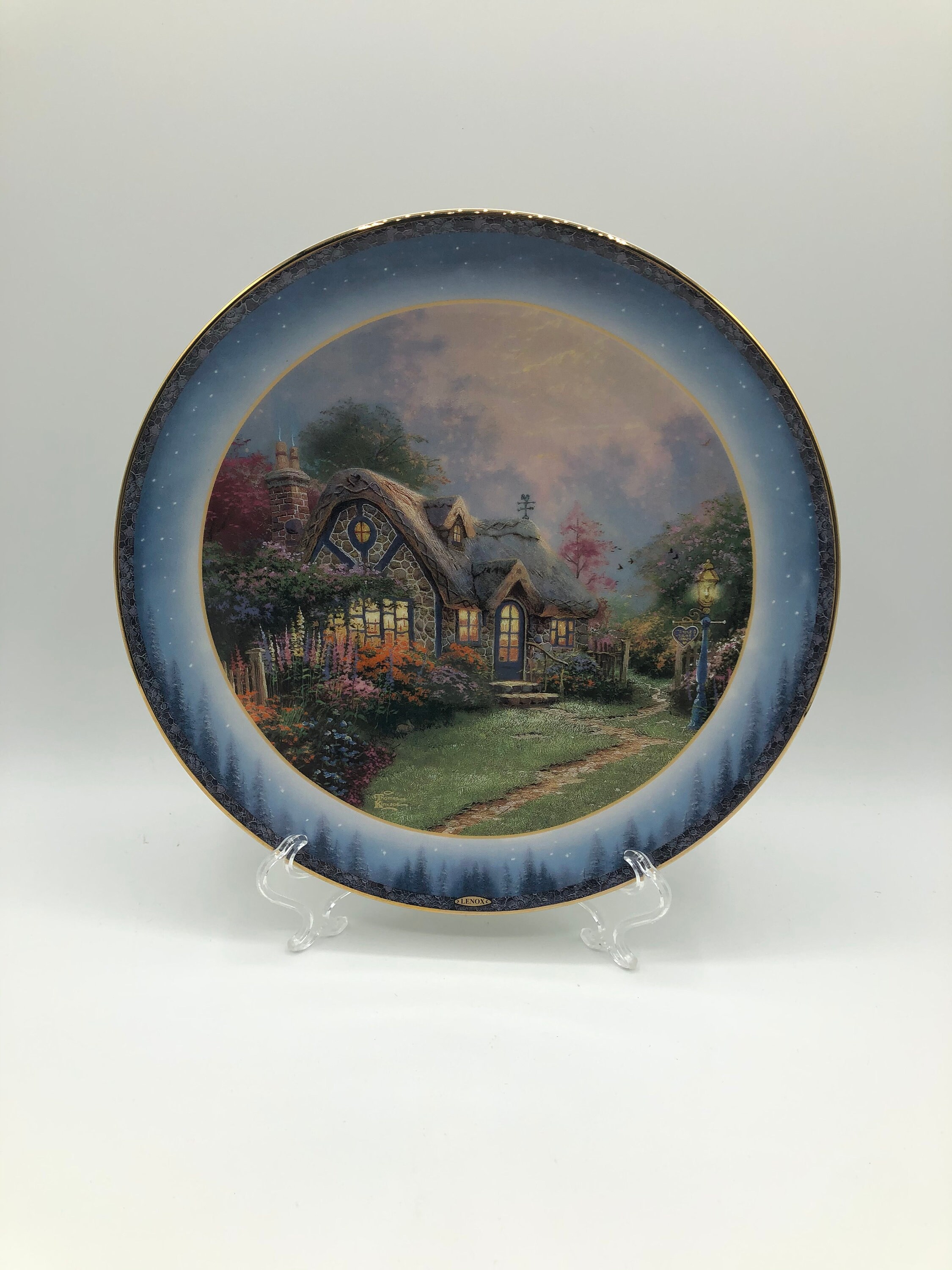 Thomas Kinkade Porcelain Plate candlelight Cottage Etsy