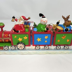 Christmas Train Mantle Light, Lighted Santa Train. NOS in Original Box.