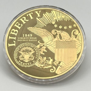 24K Gold Layered Jumbo Liberty Classic Eagles Commemorative of the 1894 Double Eagle Coin. 4&quot;