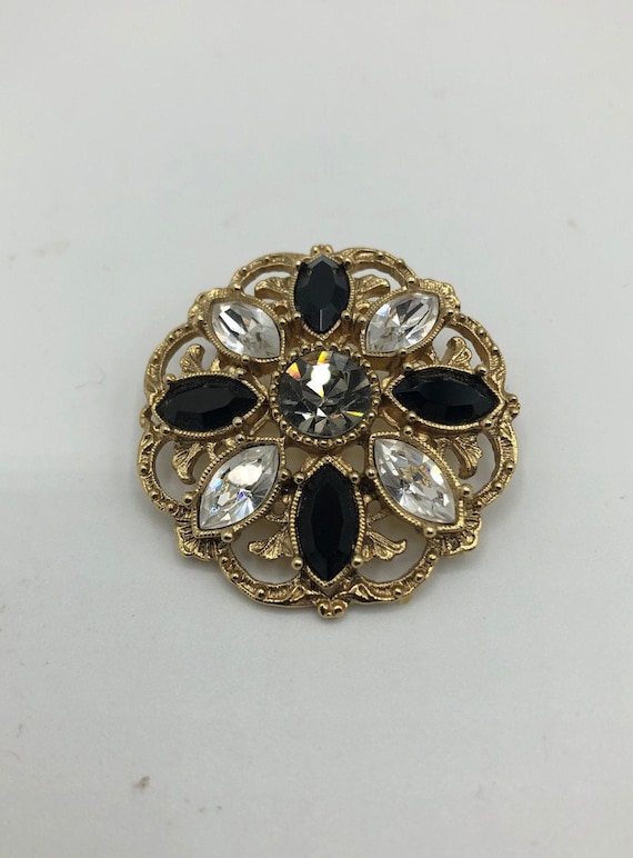 Vintage Jewelry Brooch Pin, four marquise cut ston