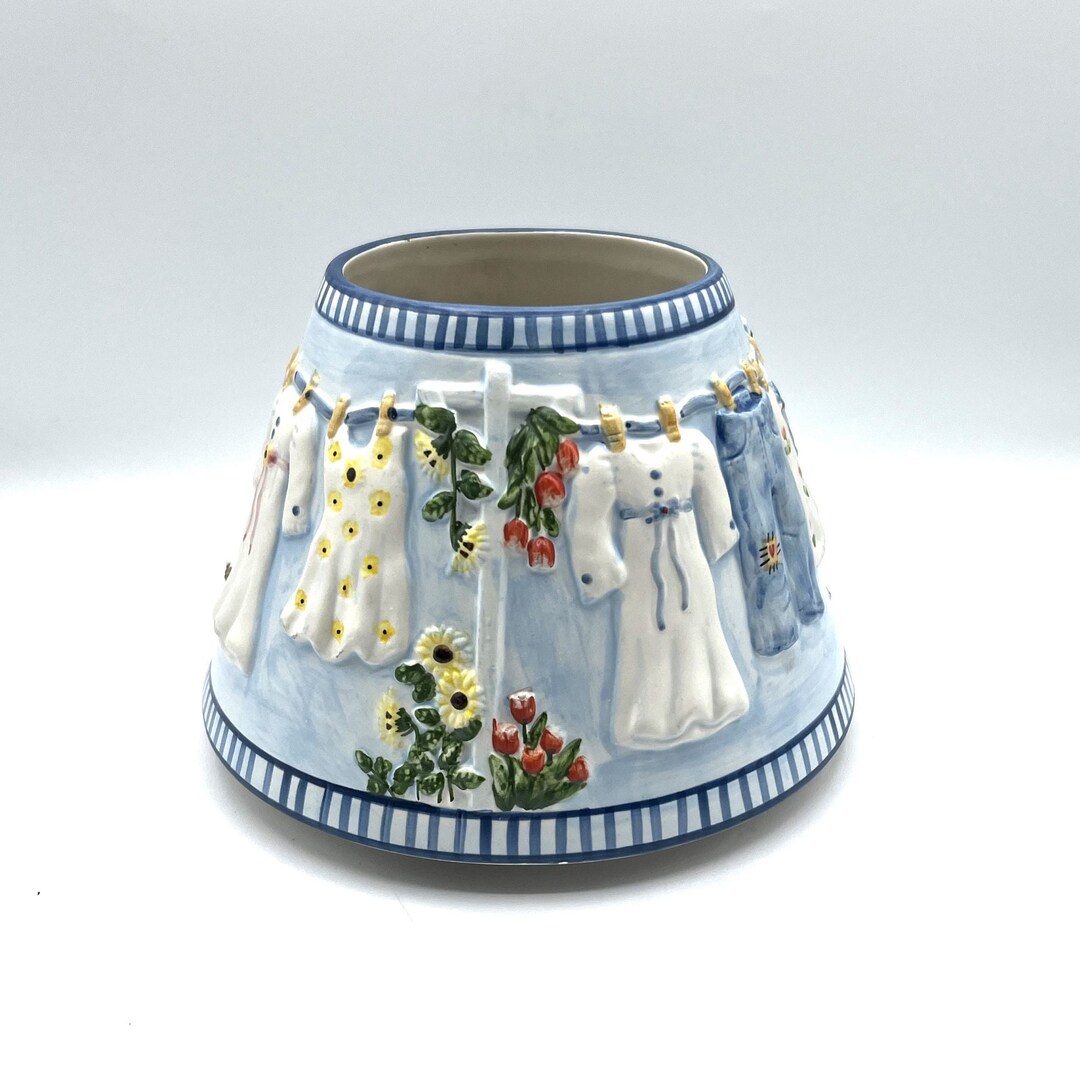 Yankee Candle Ceramic Candle Shade Topper Dimensional Laundry on