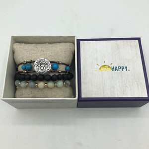 Bracelets, Set of Three, with Simulated gemstones, copper and silver tone. Choose Joy.