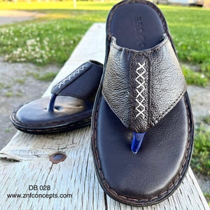 Dark Brown Genuine Leather Sandals, Men&#39;s sandals