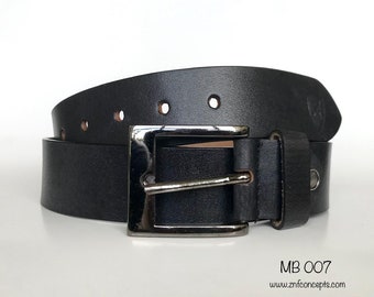 Genuine Leather Belt, Black, Handmade