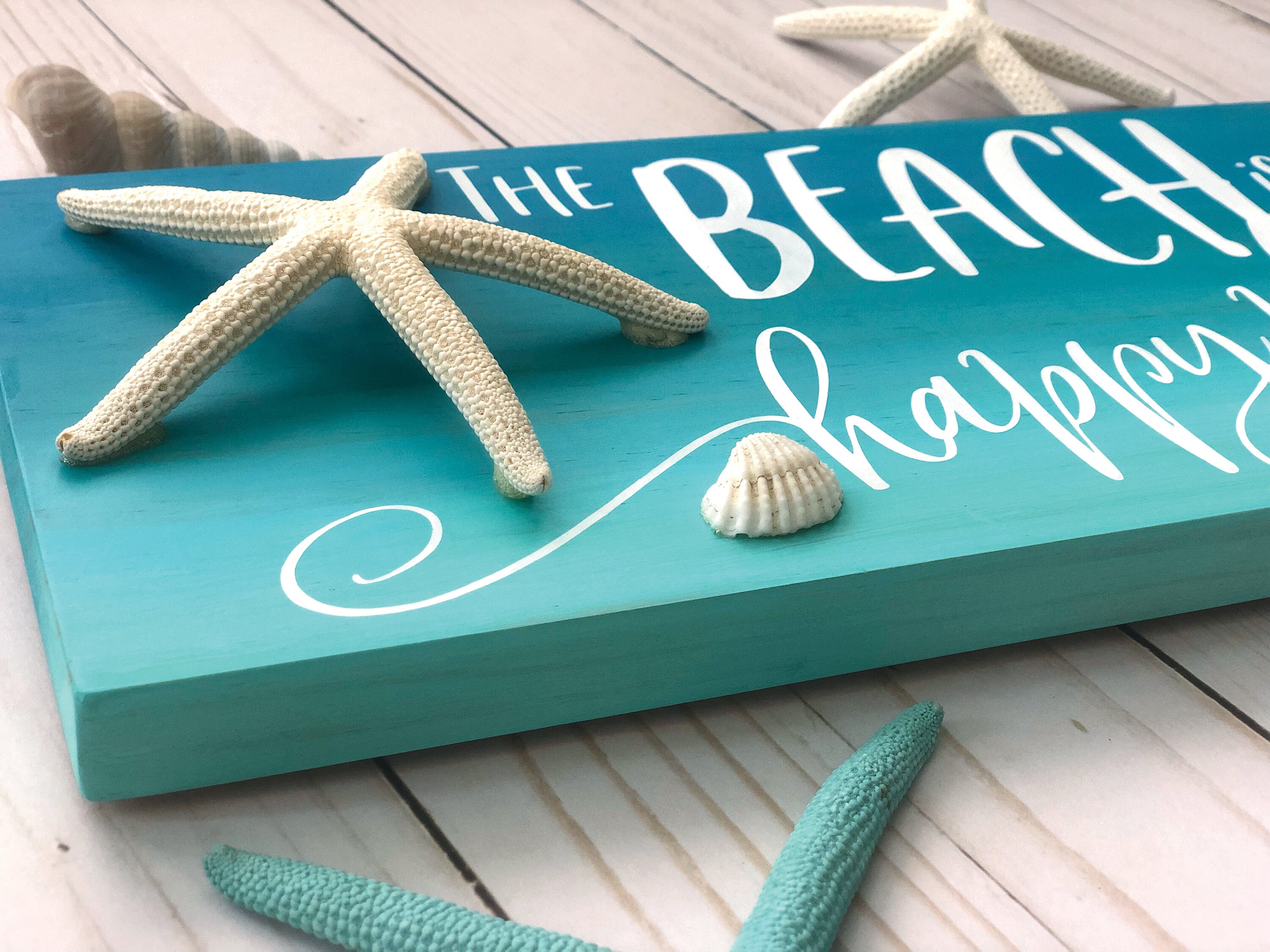 The Beach is My Happy Place Sign Beach Decor Coastal Decor Etsy