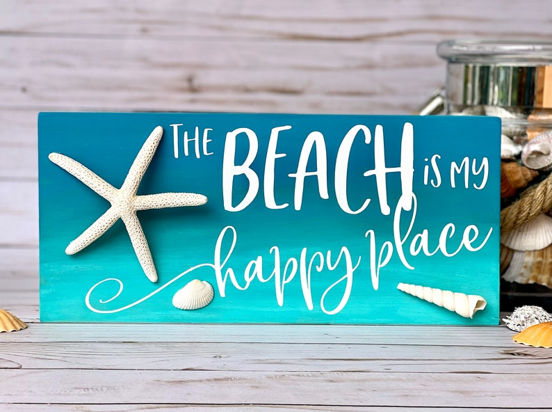 The Beach is My Happy Place Sign Beach Decor Coastal Decor - Etsy