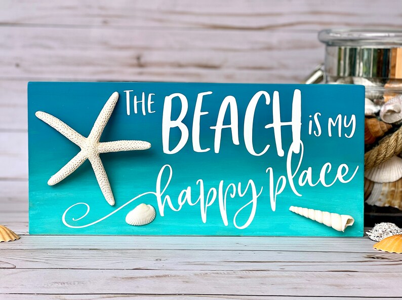 The Beach is My Happy Place Sign Beach Decor Coastal Decor Etsy