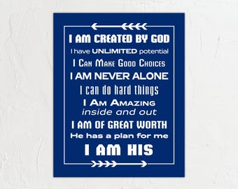 I Am Created By God, Inspirational Prints: Instant Digital Downloads