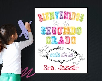 Personalized Spanish Classroom Sign: Bienvenidos Printable Decor (Digital Download)