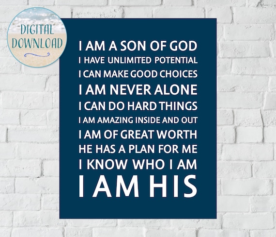I Am A Son of God I AM HIS Digital Downloads Inspirational Boys Room Quote  Boys Room Print Boys Nursery Decor Nursery Wall Art Kids Room Art - Etsy