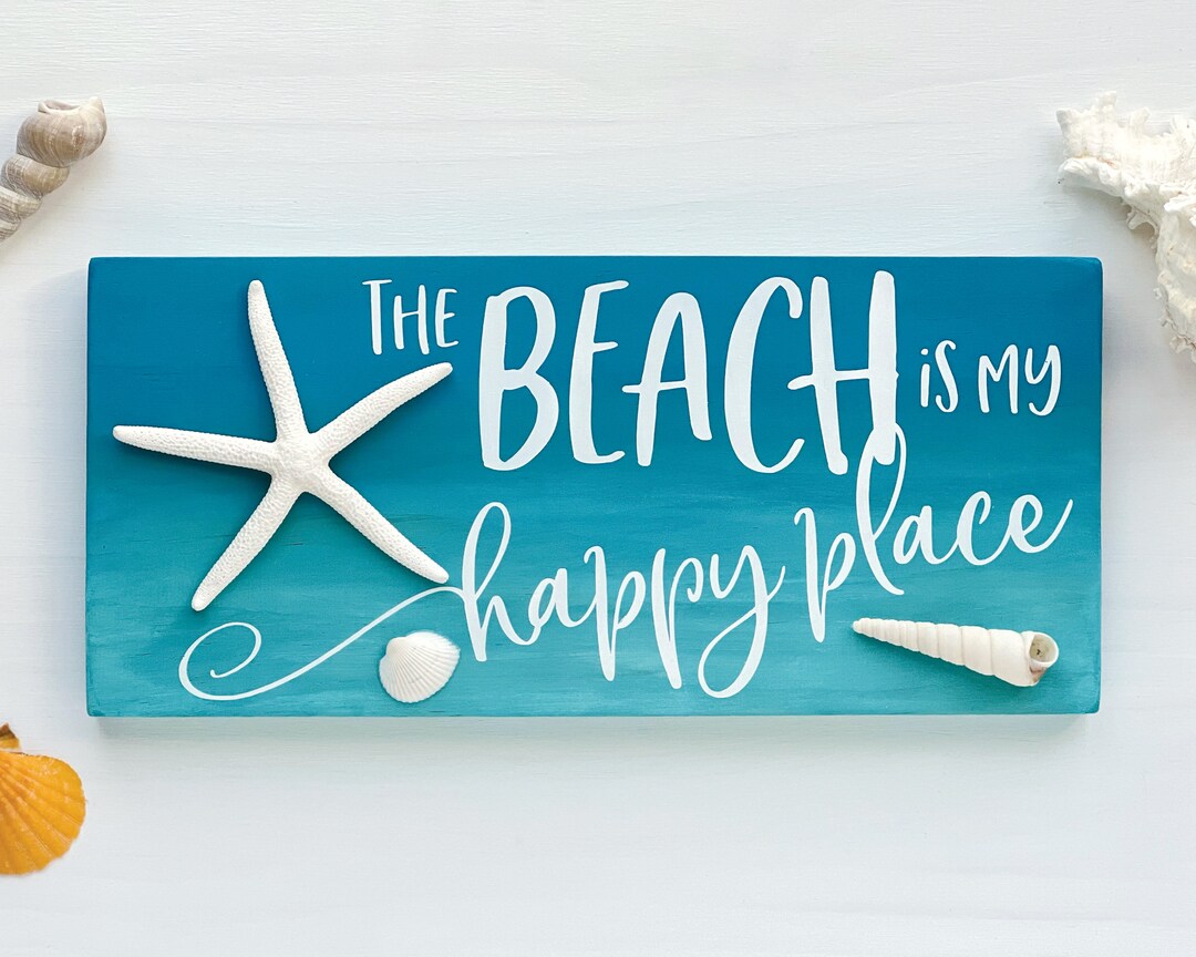 The Beach is My Happy Place Sign Beach Decor Coastal Decor Beach House