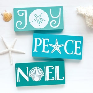 Joy Peace Noel Signs Coastal Christmas Signs Beach Christmas Signs Sea Life Signs Beach Holiday Decor Coastal Holiday Decor Coastal Decor