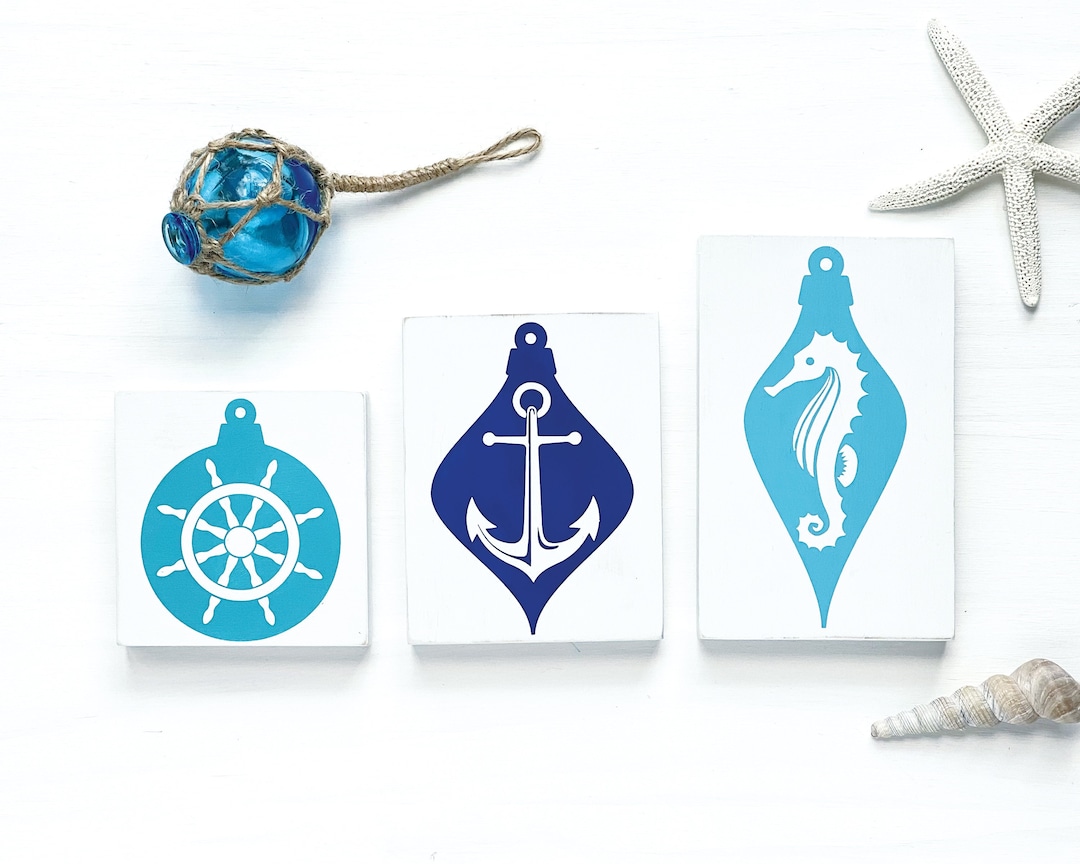 Nautical Christmas Signs Coastal Christmas Decor Beachy Christmas Signs Beach Holiday Decor ...
