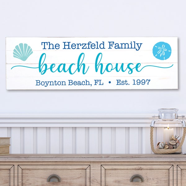 Beach House Sign Personalized Family Name House Sign Beach Decor Beachy Coastal Decor Beach House Decor Custom Coastal Sign Nautical Decor