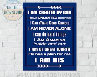 I Am Created By God, Inspirational Prints: Instant Digital Downloads
