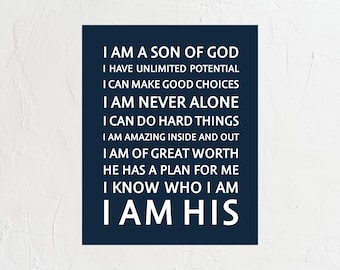 I Am A Son Of God Print: Inspirational Boys Room Decor (Digital Download)