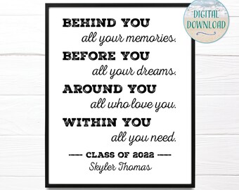 Personalized Graduation Quote Print: Inspirational Grad Gift (Digital Download)