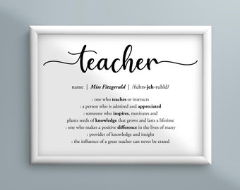 Gepersonaliseerde leraardefinitieprint: aangepast bedankcadeau (digitale download)