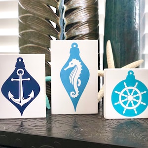Nautical Christmas Signs Coastal Christmas Decor Beachy Christmas Signs Beach Holiday Decor ...