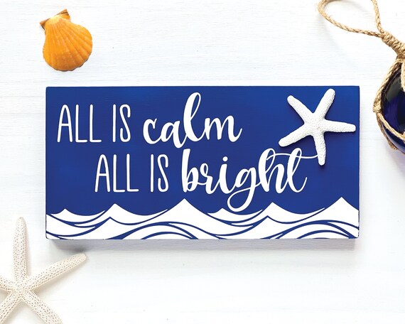 Coastal Christmas Wood Sign: Nautical Beach House Decor with Starfish