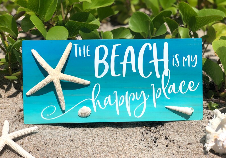 The Beach is My Happy Place Sign Beach Decor Coastal Decor Etsy