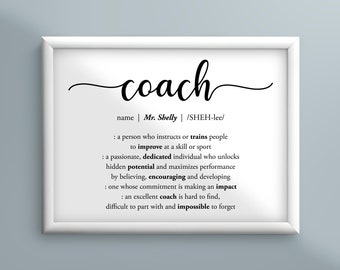 Personalized Coach Definition Print: Thank You Gift (Digital Download)