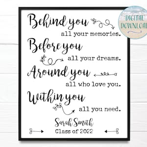 Personalized Graduation Gift Behind You All Your Memories Grads Party Sign Inspirational Graduation Quotes Gifts For Graduates Class of 2025