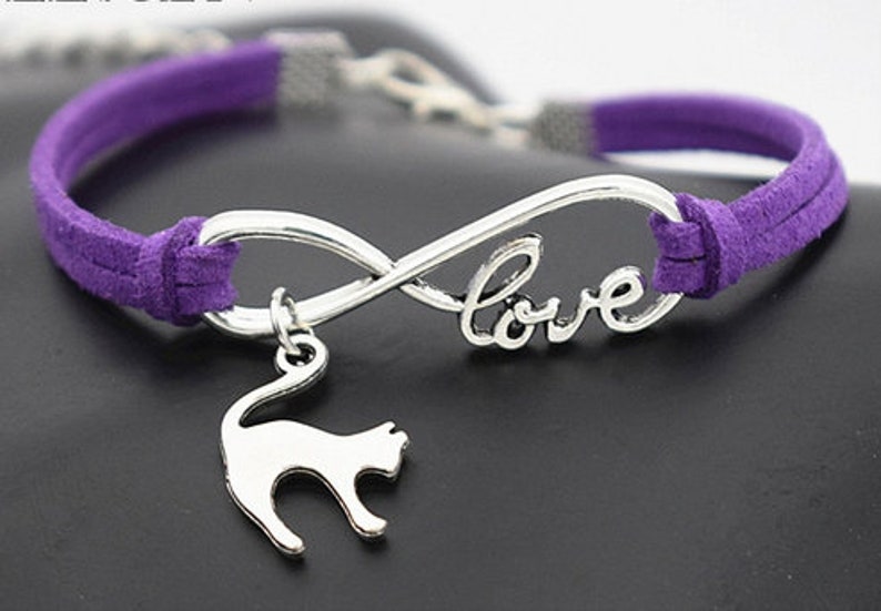Cat Love Multiple Colors Bracelet for Women Charms Silver Plated Bracelet with 2 Adjustable Extender Spring Summer Multiple Colors