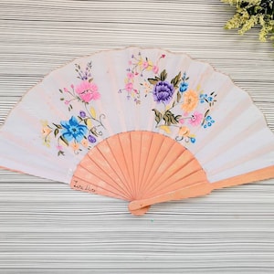 Floral Hand Fan, Colorful Flowers Hand Painted Fan, Spanish Hand Fan, Wedding Hand Fan, Stylish Gift For Her,