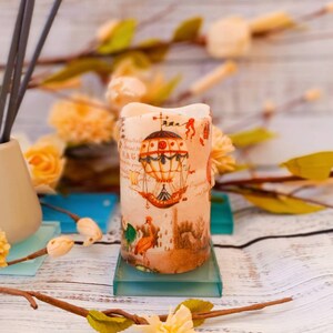 LED candel, LED Candle &quot;Balloons&quot;, sea themed pillar candle, waves and cliffs, home decoration, hand decorated art wax candles