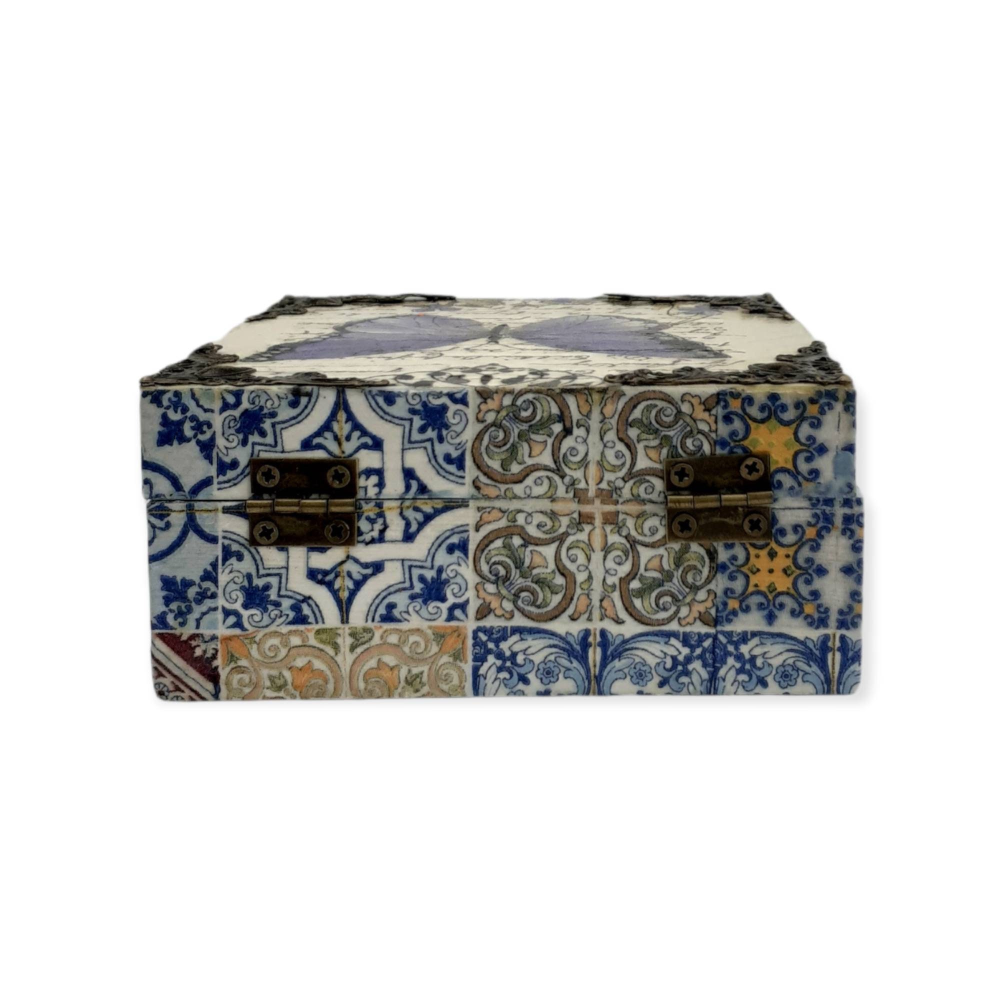 Blue Butterfly Jewelry Box, Butterfly Trinket Box, Tresure Blue