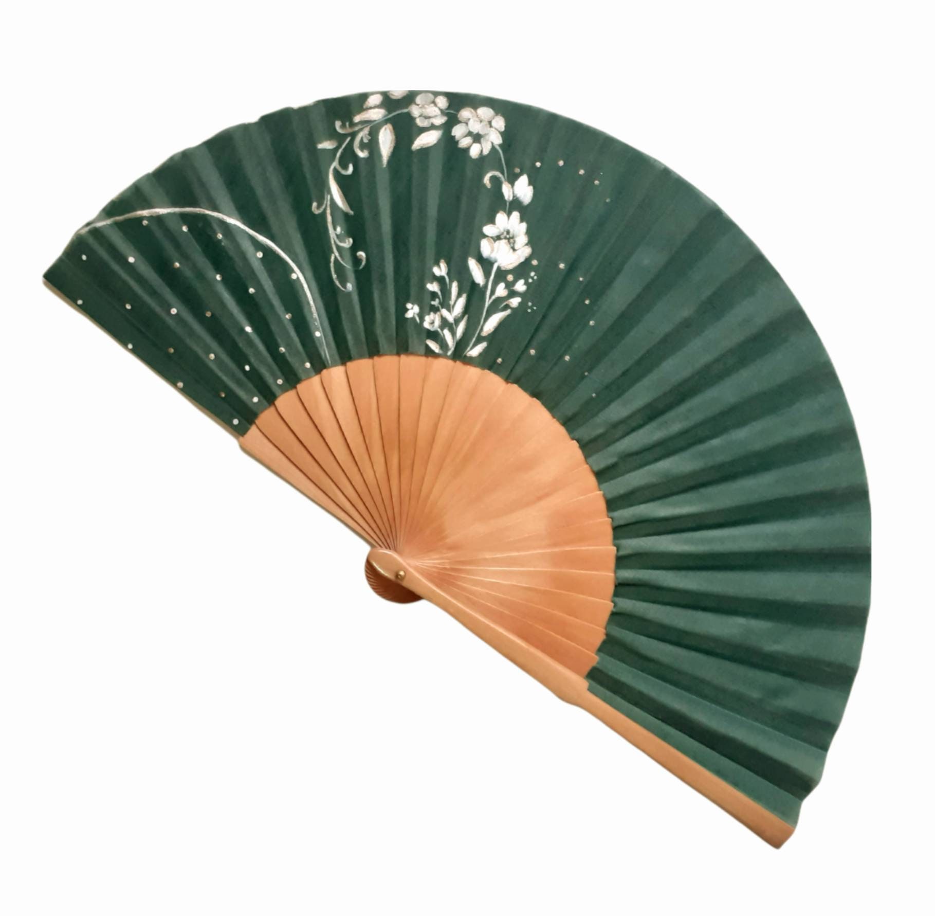 Hand Fan with Silver Flowers - Personalization Option, Hot Summer Accessory, Trendy Wedding Gift, Scallop Folding Fan, Fashion Hand Fan