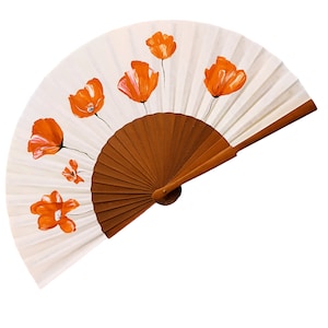 Red Poppies Hand Fan, Handpainted Floral Spanish Hand Fan, Personalized Option, Unique Gift For Her, Personalized Accessory,