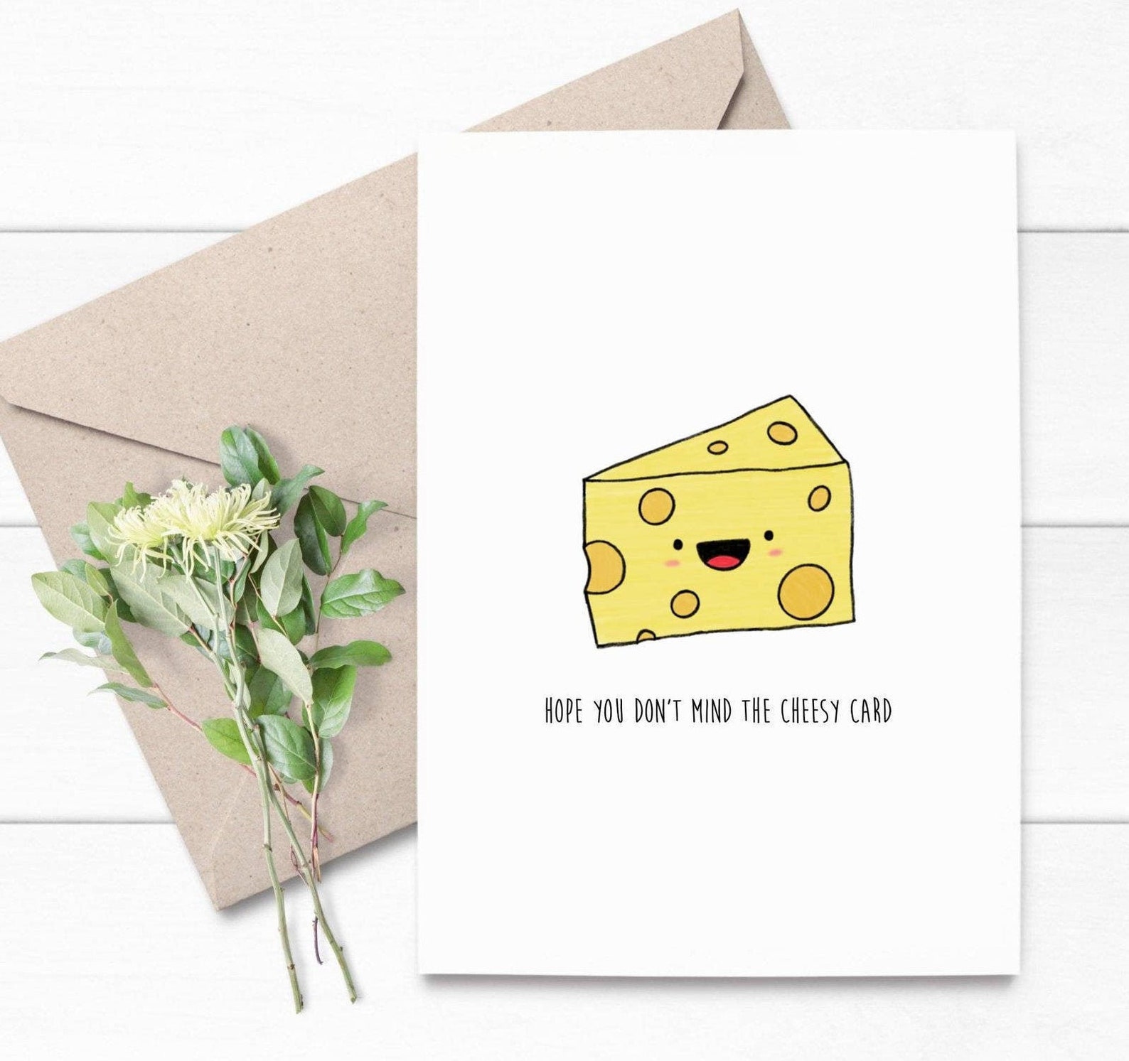 punny-funny-card-just-because-cheesy-card-lame-pun-food-etsy