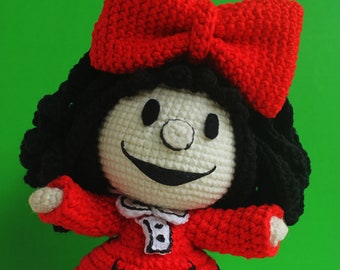 controversial girl, amigurumi pattern, Crochet, pdf, doll, cartoon, handmade, quino, argentina, DIY, english, guide, caricatura, muñeca