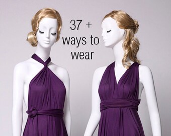 Dark Purple Infinity dresses for Bridesmaids,Convertible Dress,Multiway Dress,Wrap Dresses,Transformer Dress,Wedding Guest Dress,Plus Long