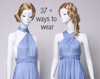 Dusty Blue Bridesmaid Dress,Infinity Dress with BANDEAU,Convertible Dress,Wrap Dress,Multiway Dress,A Line Plus Size Maxi Transformer Dress