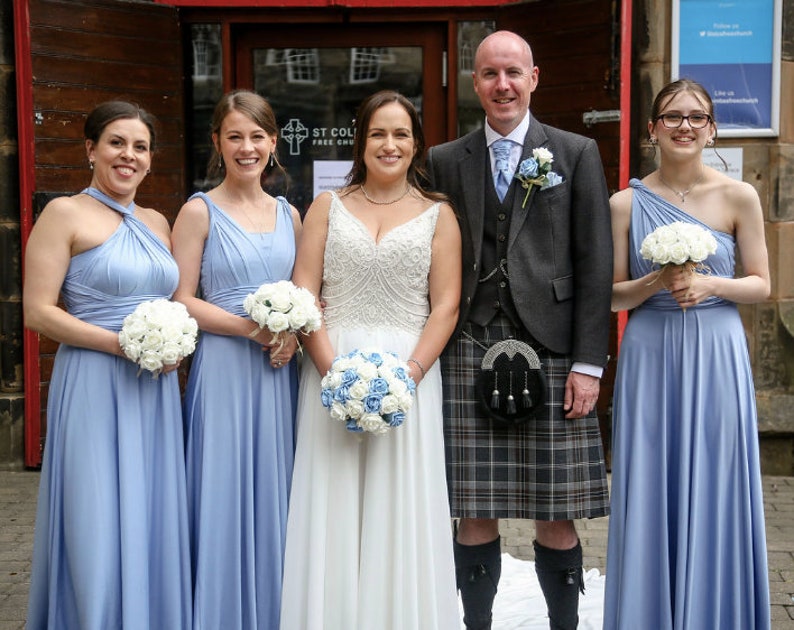 T-Back Multi Wear Convertible Bridesmaid Dresses Dusty Blue