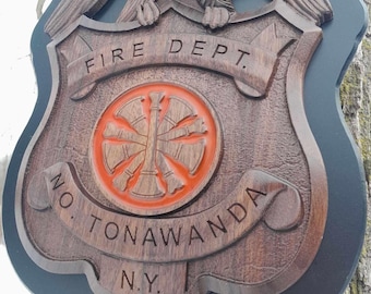 Custom Carved Badge | Replica Wood Badge | First Responders Gift Awards | Police | Personalized Badge Gift | Custom Police Badge Replica