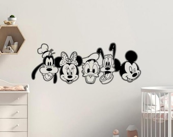 Mickey and Friends Decal Vinyl Wall Sticker Nursery Wall Art Kids Decor Baby Poster Gift Mural Self Adhesive No Background Stencil Sign 2326