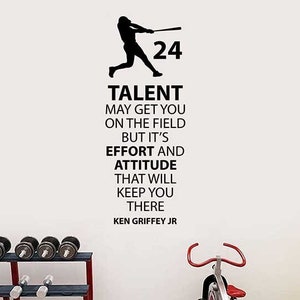 Talent May Get You On The Field  Ken Griffey Jr Wall Decal Vinyl Sticker Baseball Motivational Quote Wall Art Gym Sports Decor Poster q24