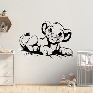 Simba Wall Sticker Vinyl Decal Baby Simba Lion Wall Art Kids Room Nursery Decor Stencil Poster Gift One Color No Background Decal 3816