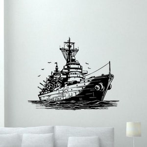 Navy Battleship Sticker Wall Vinyl Decal United States US Navy Military War Ship Wall Art Army Naval Decor Poster Veteran Gift Sign 2429