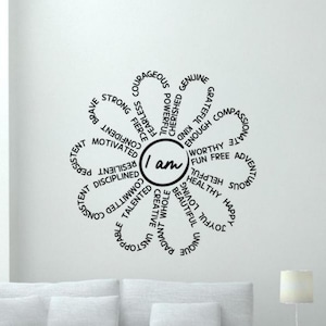 Calcomanía de vinilo para pared con frase "I Am Affirmation", palabras motivacionales positivas, decoración de pared, póster de regalo, sin fondo, para interiores y exteriores, 3777